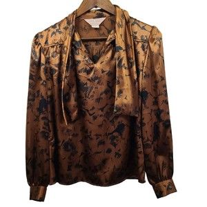 Vintage Classic Directions Tie Neck Blouse Womens 10